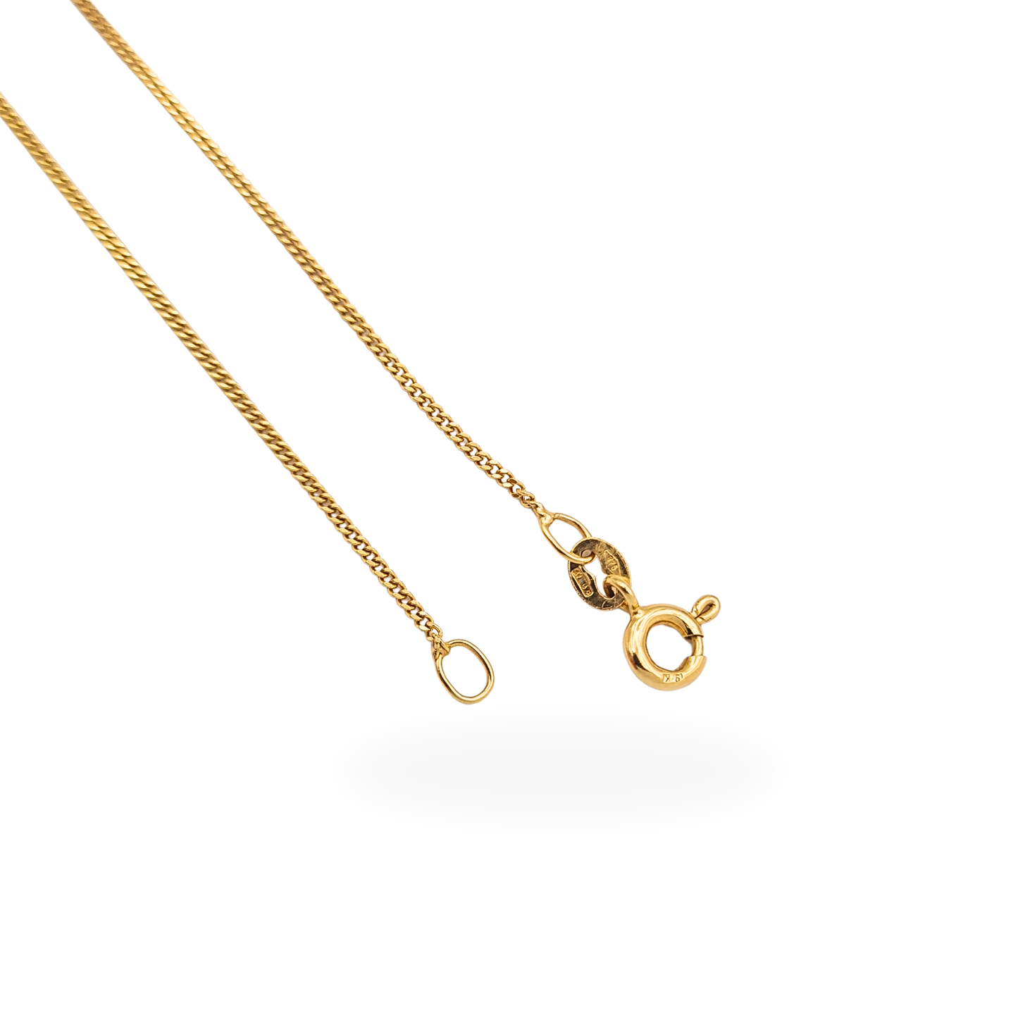 18" Long 9ct Gold Tiny Curb Chain Necklace 46cm Long  Dainty 1mm WIde Gold Chain