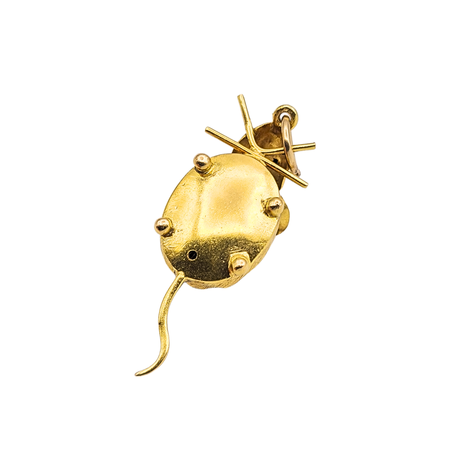 18ct Gold Mouse Charm Turquoise Eyes Green Cabochon Body