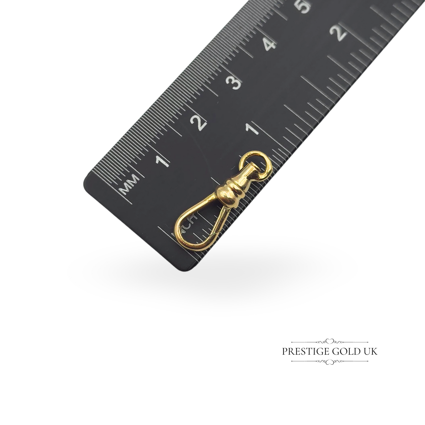 Vintage 9ct Yellow Gold Dog Clip, 22mm Fixed Bolt Ring, Stamped 9ct