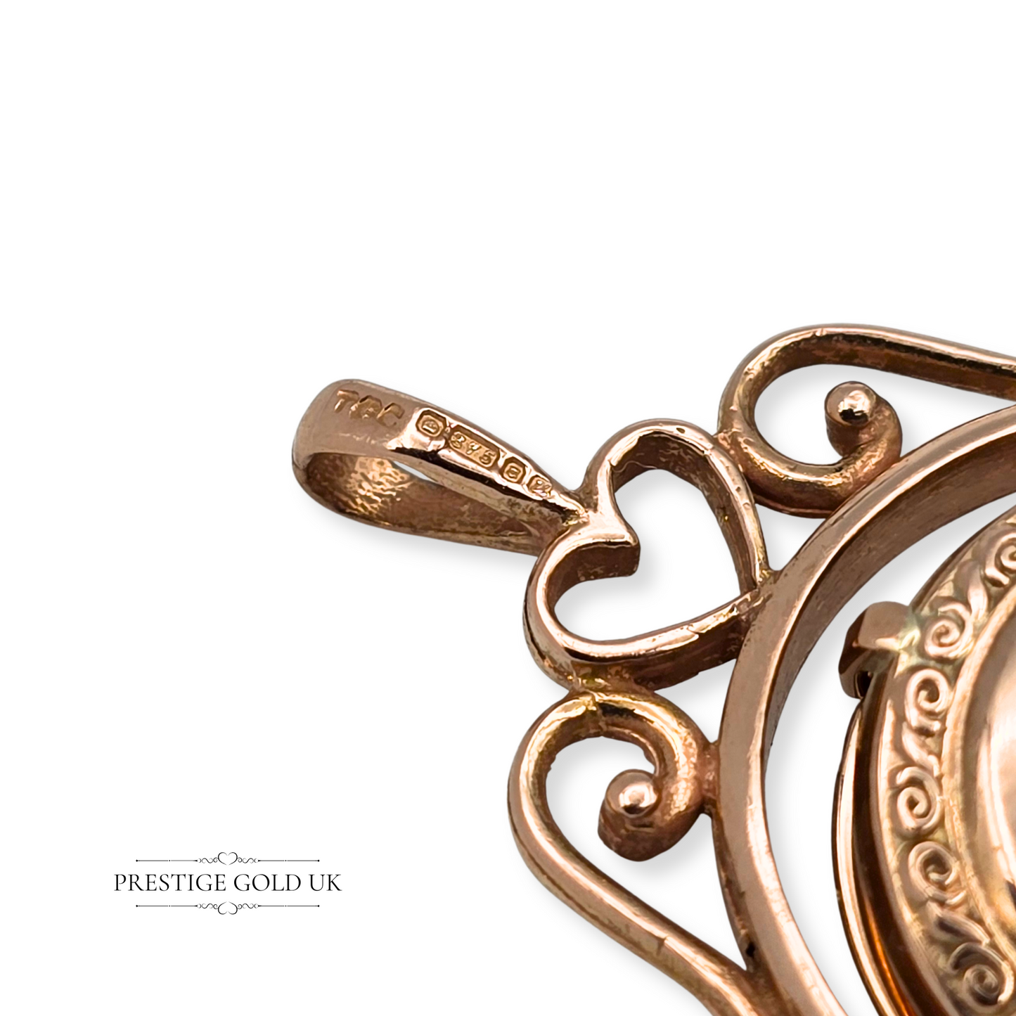 9ct Rose Gold Spinning Pendant, Small Opening Keepsake Locket