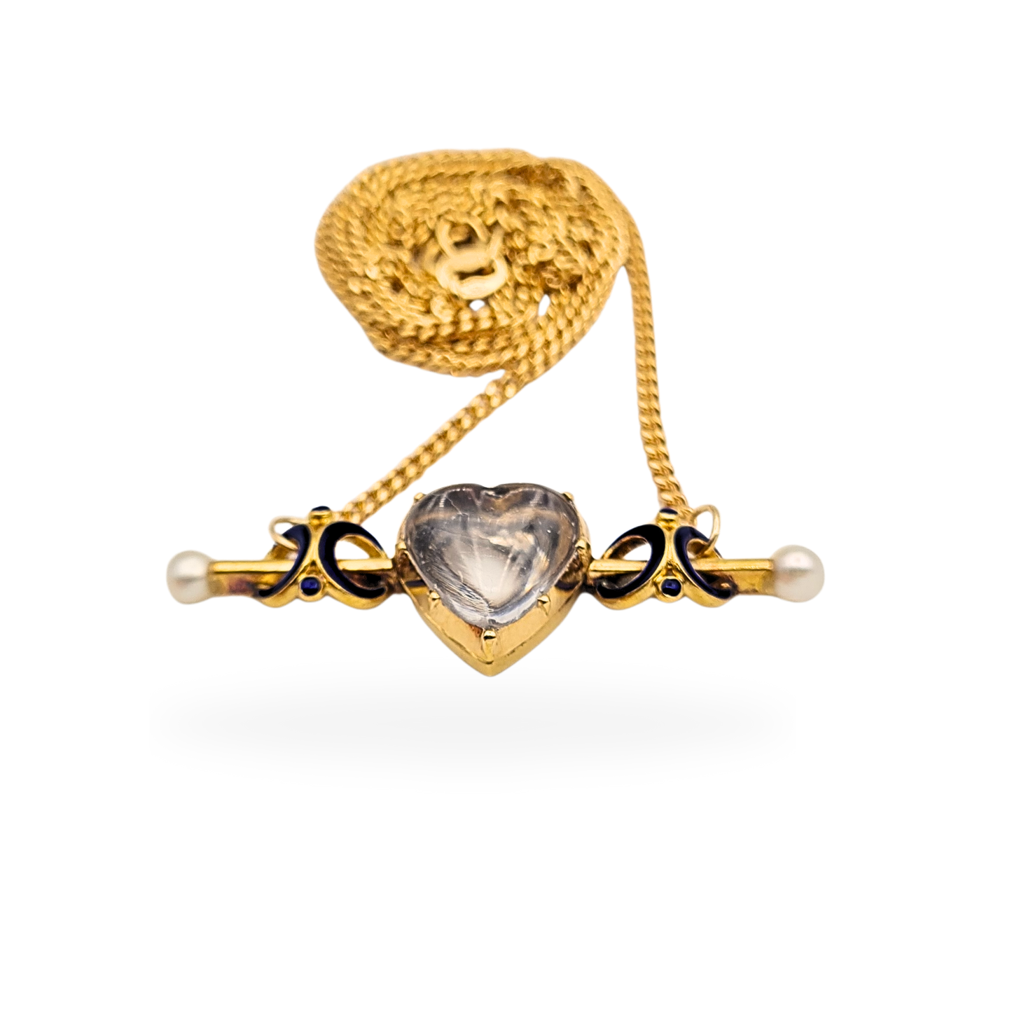 9ct Gold Chain With 15ct Mourning Heart Locket, 17 Inch