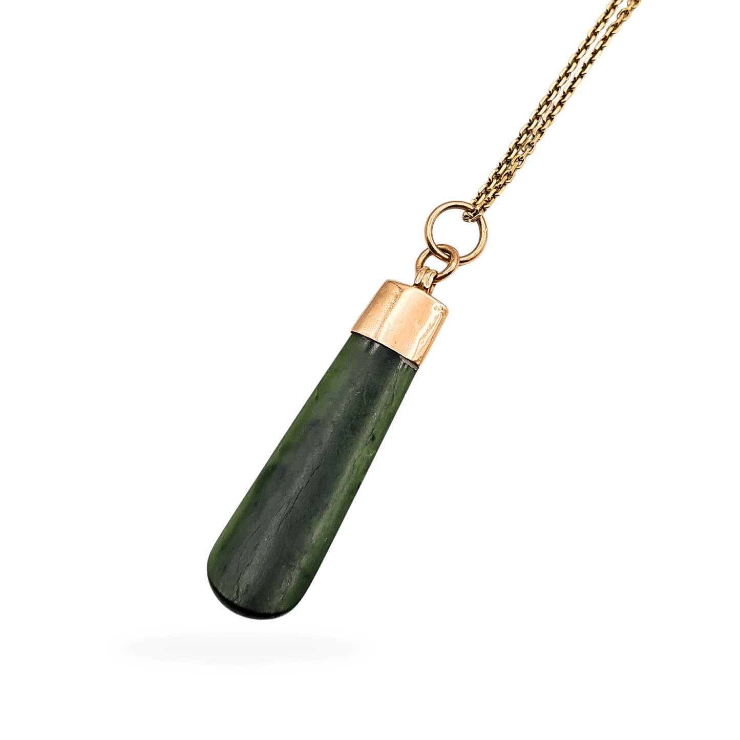 9ct Rose Gold Nephrite Jade Drop Pendant 50mm Teardrop