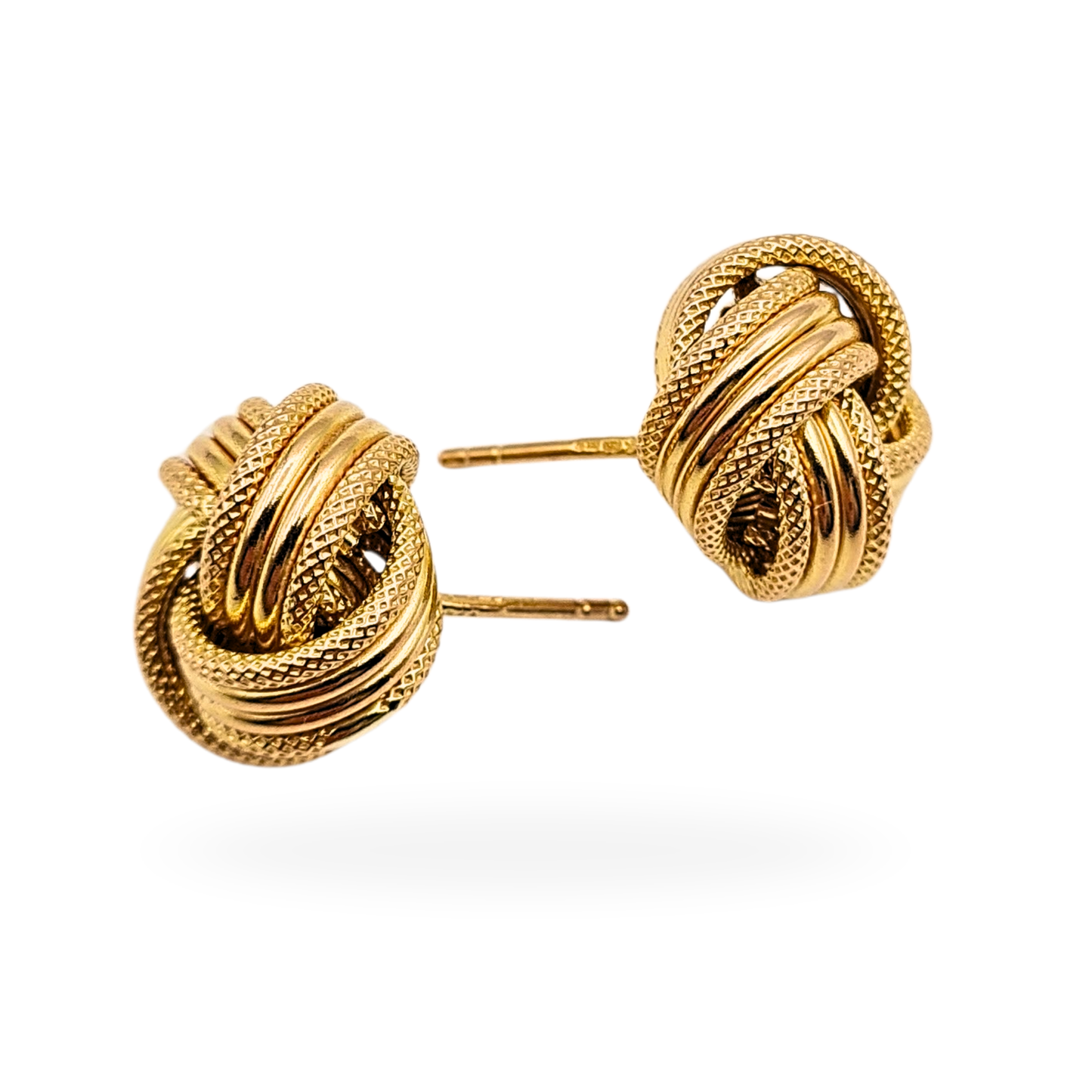 Large 9ct Gold Knot Stud Earrings, 12mm Woolmark Twist With Butterfly Backs
