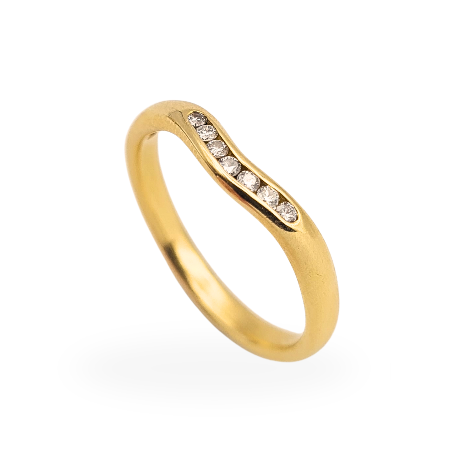 Amazing Quality 18ct Gold Diamond Set Wishbone Ring UK Q US 8