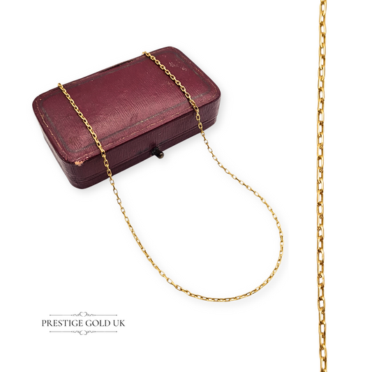 16" 9ct Gold Tiny Trace Chain,  Anchor Link Necklace Spring Ring Clasp