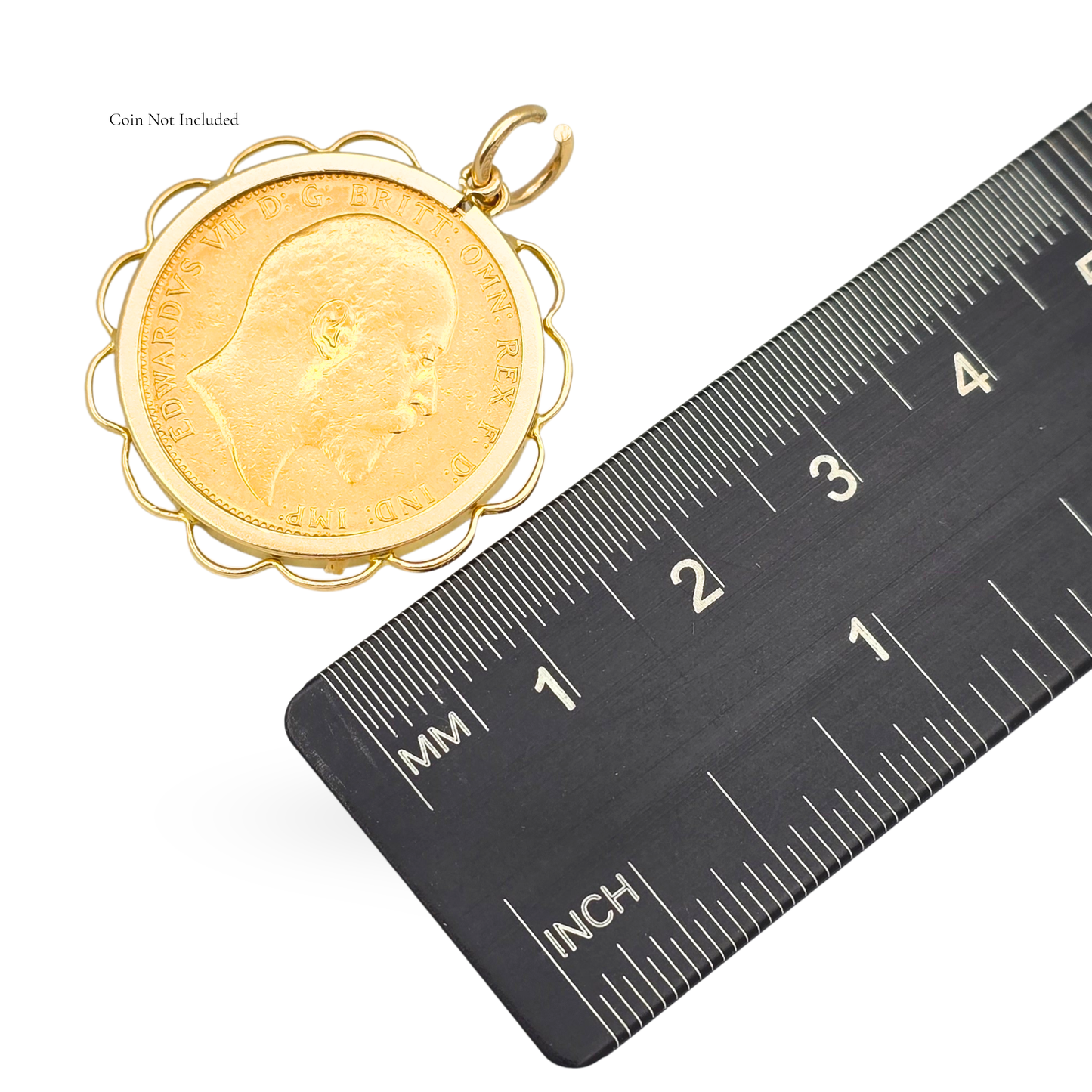 9ct Gold Full Sovereign Holder Pendant Scalloped Edge, Birmingham 1986