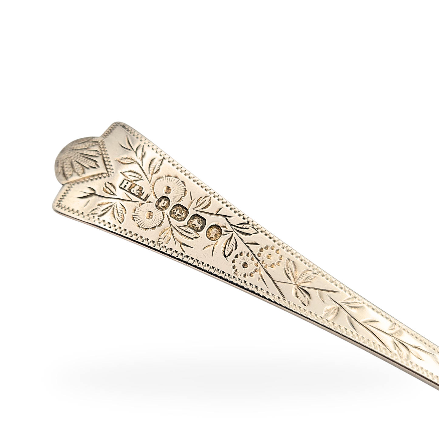 1889 Silver Engraved Teaspoon, Birmingham, Victorian Era