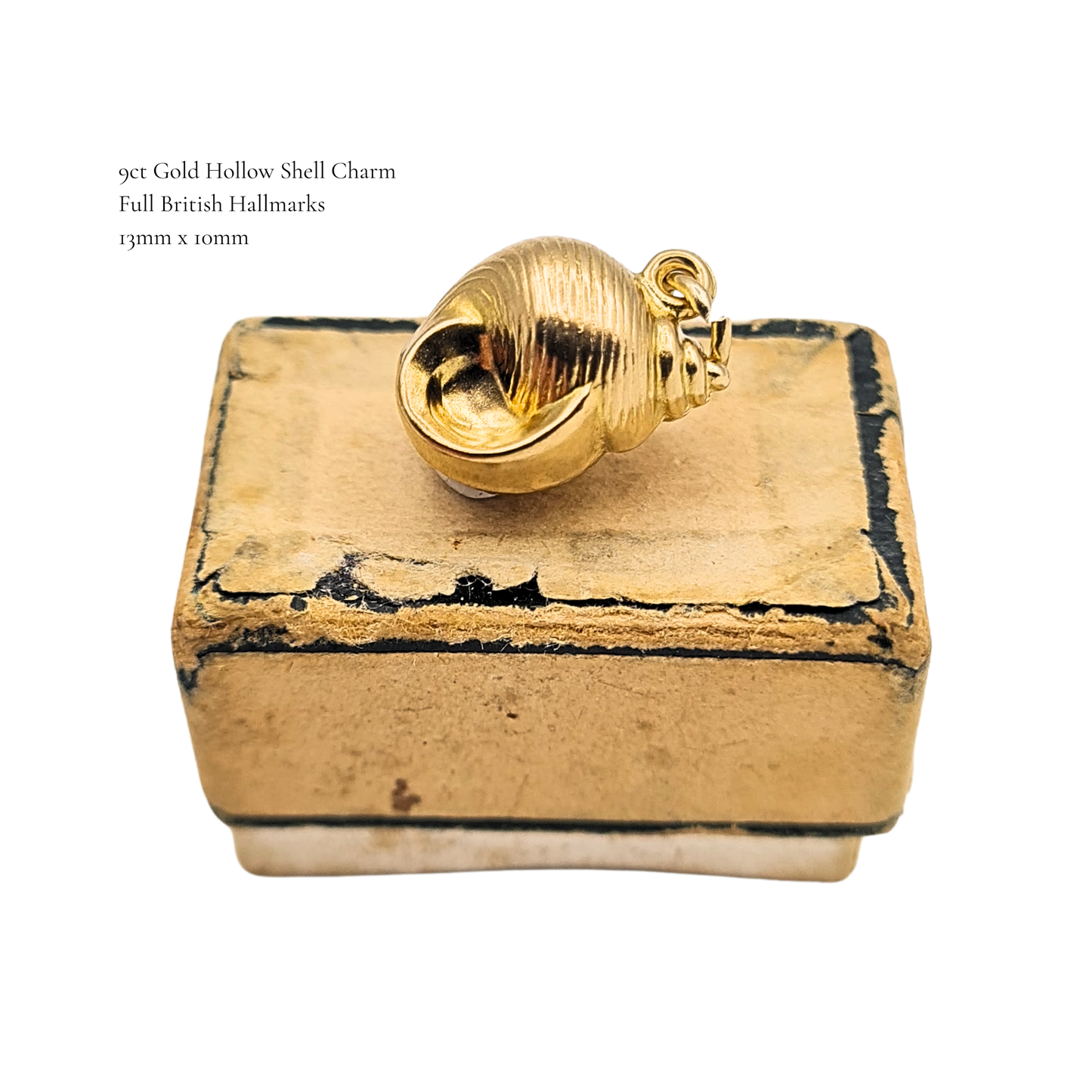 Tiny 9ct Gold Shell Charm Vintage Hollow Seashell Pendant Hallmarked