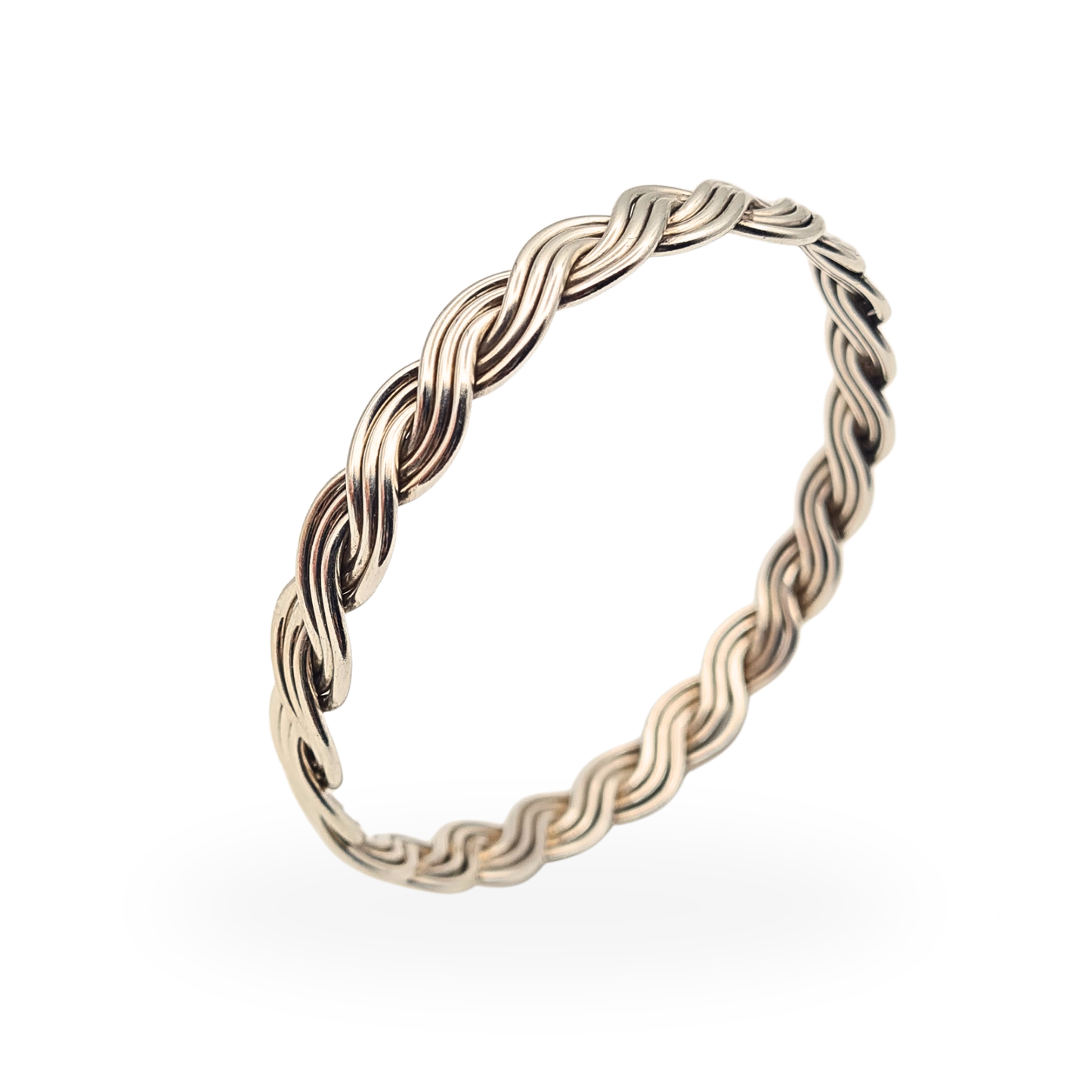 8" Solid Sterling Silver 6 Strand Woven Vintage Bangle