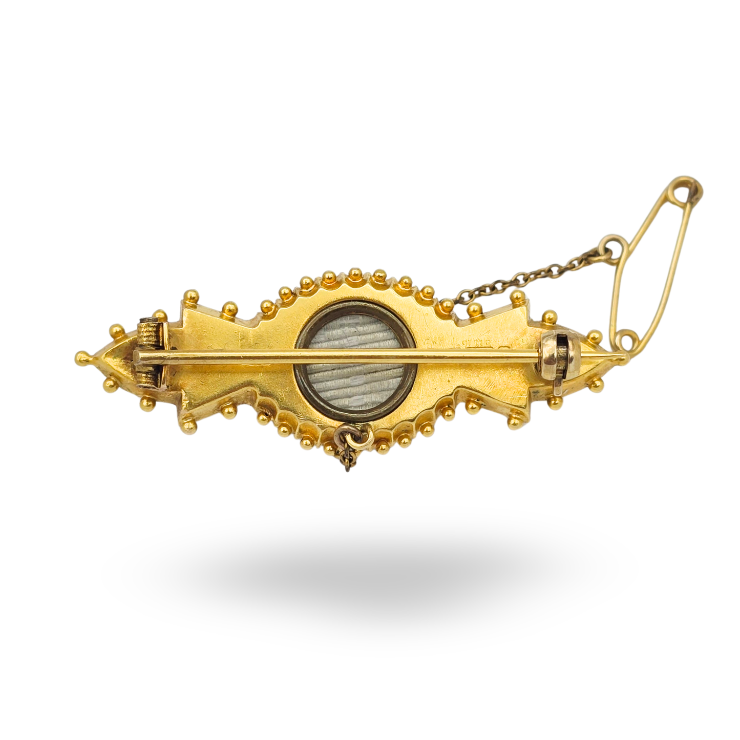 Ornate Edwardian 15ct Gold Cabochon Brooch,  Chester 1900
