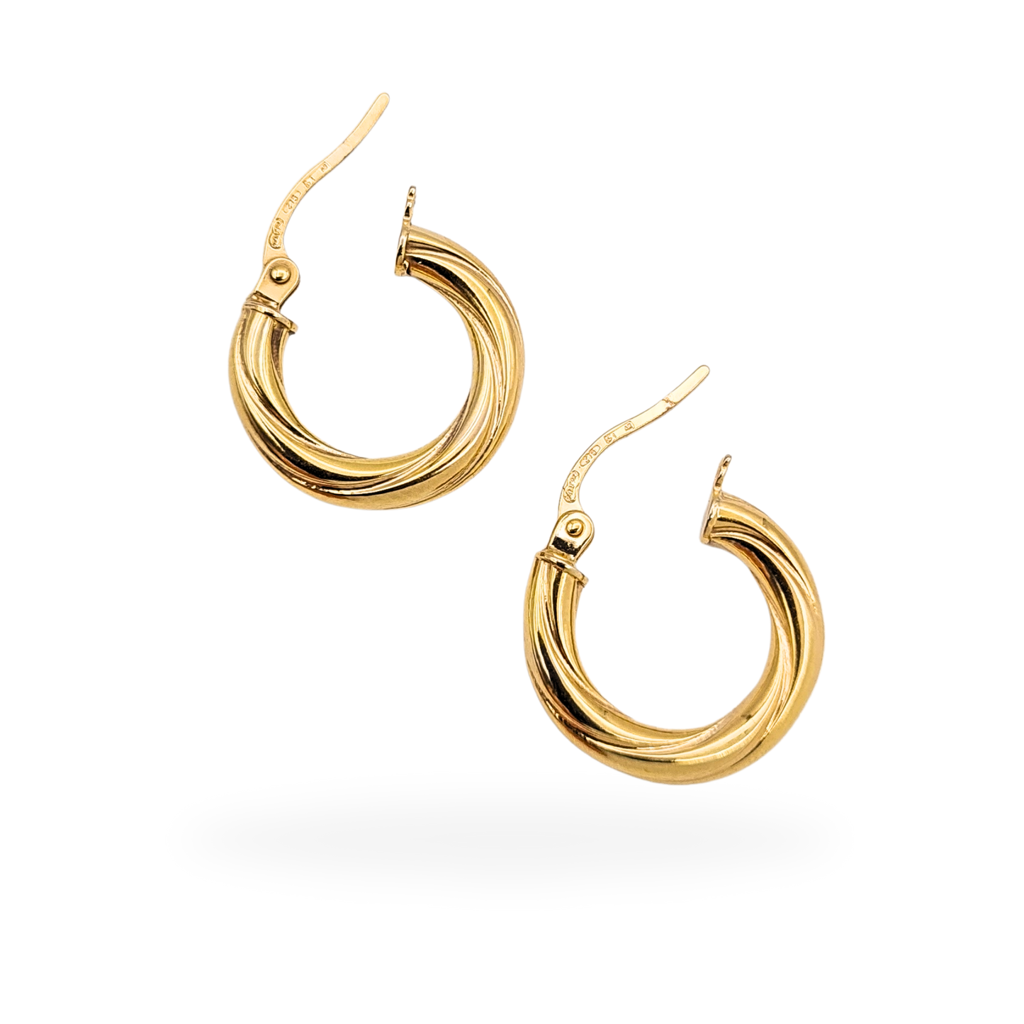 9ct Gold Twist Hoop Earrings 15mm wide