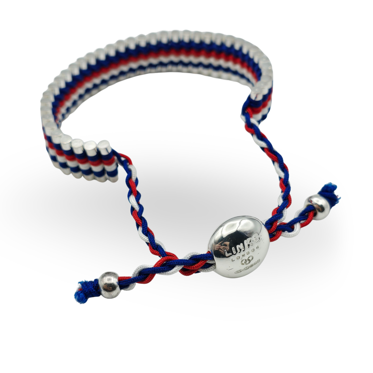 As-New Links of London Friendship Bracelet, Adjustable 5–9” Red White Blue
