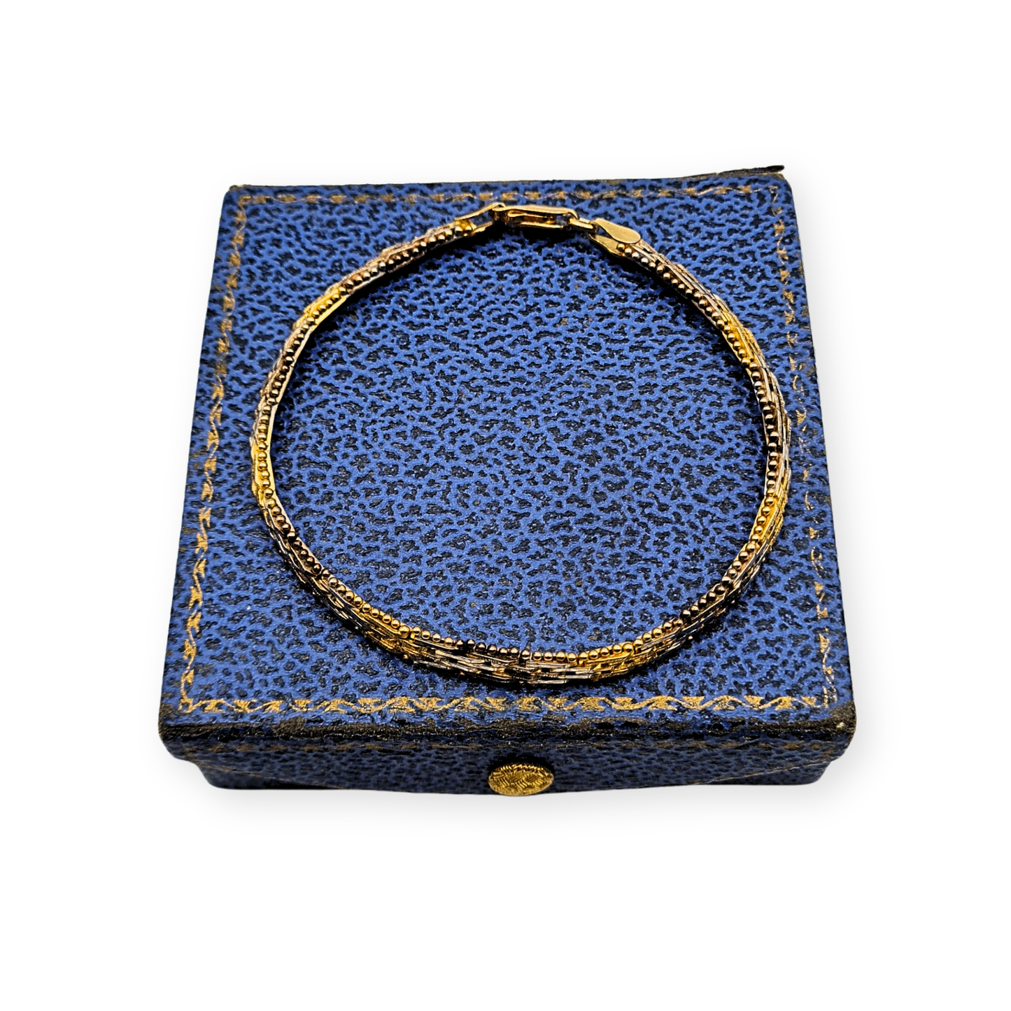 7 1/2 " 925 Silver 3-Tone Bracelet, Beaded Edge,