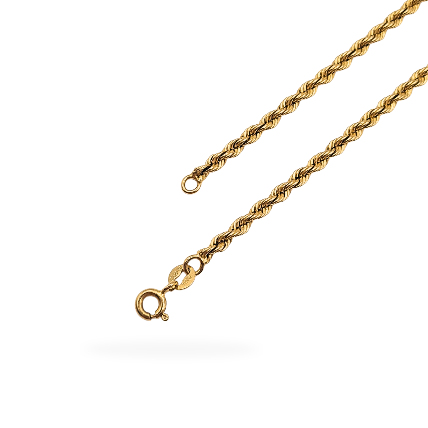 22 1/2" Long Gold Twist Rope Necklace,  Classic Delicate  Chain.