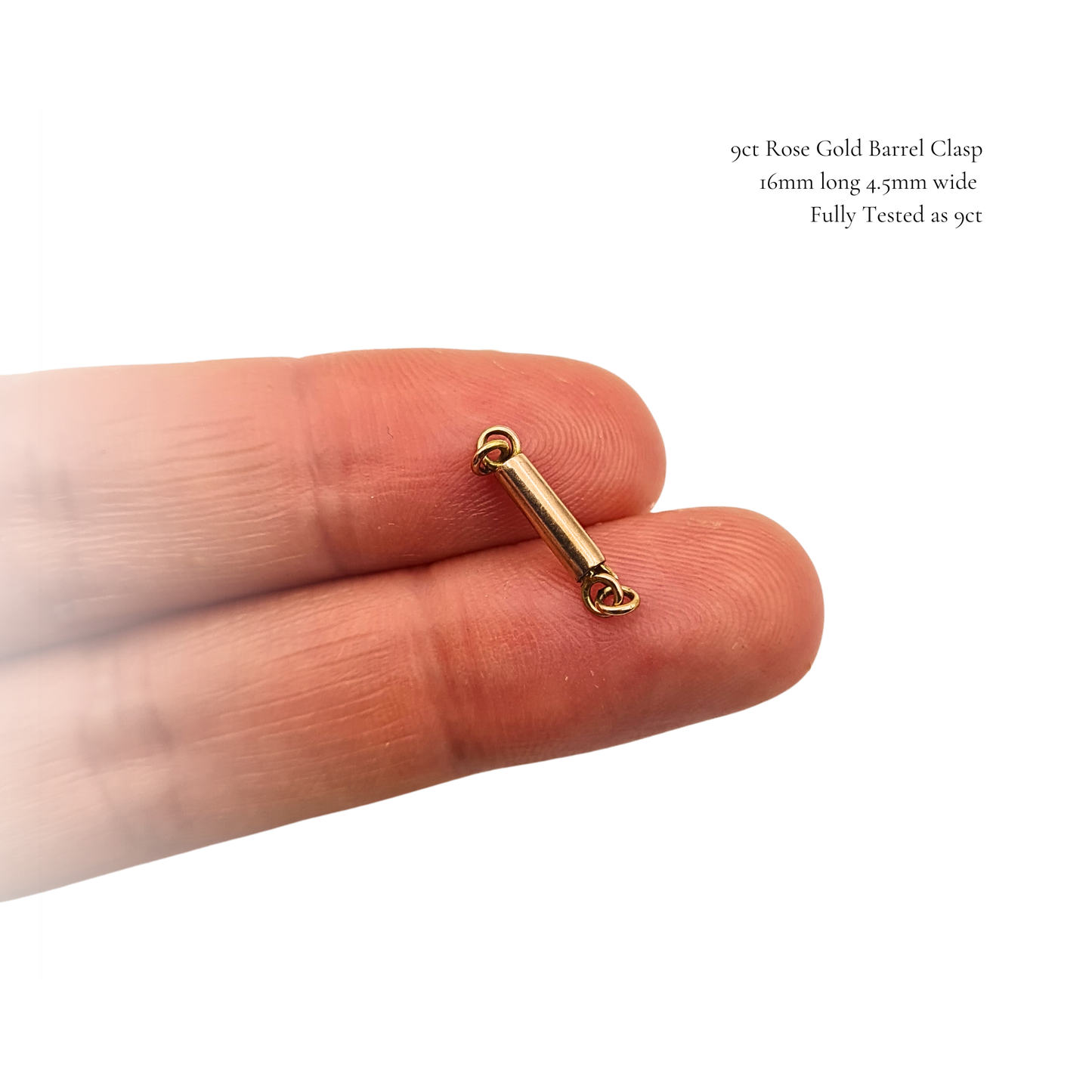 Tiny 9ct Rose Gold Barrel Clasp 16mm Tiny Fine Chain Connector