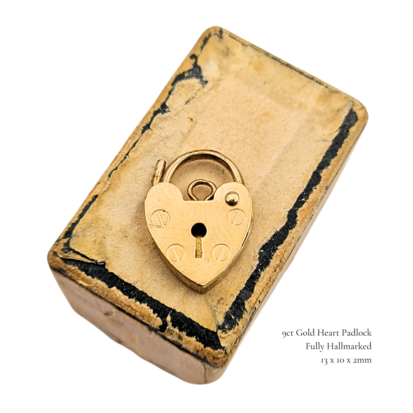 9ct Gold Heart Padlock Charm, ASJ, London 1991