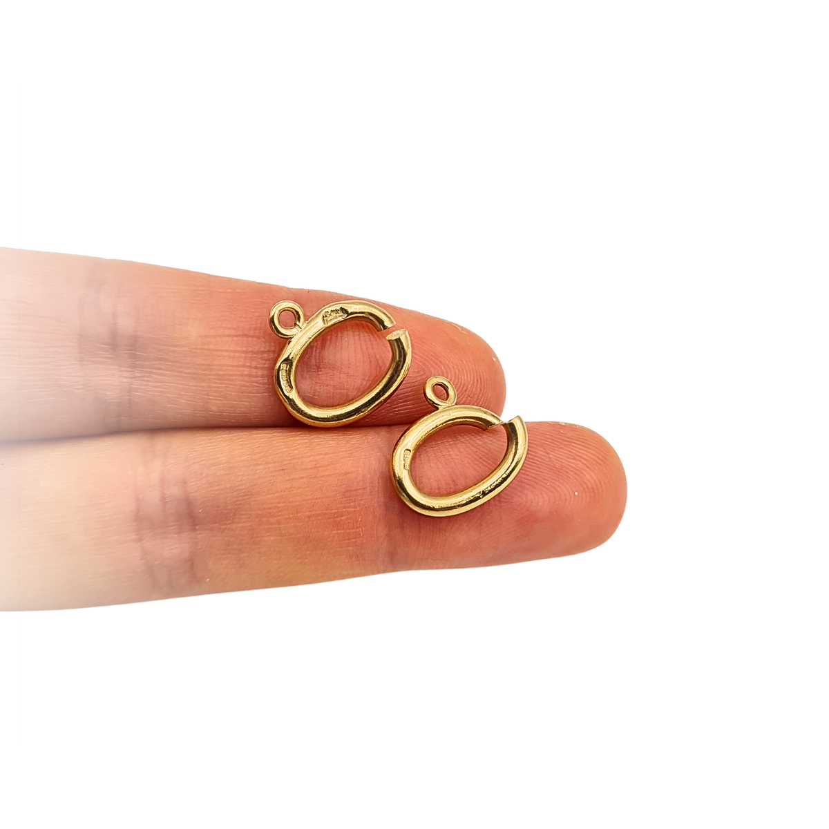 Large 9ct Gold Oval Open Jump Rings Pair Sheffield 1978 Jewellery Findings