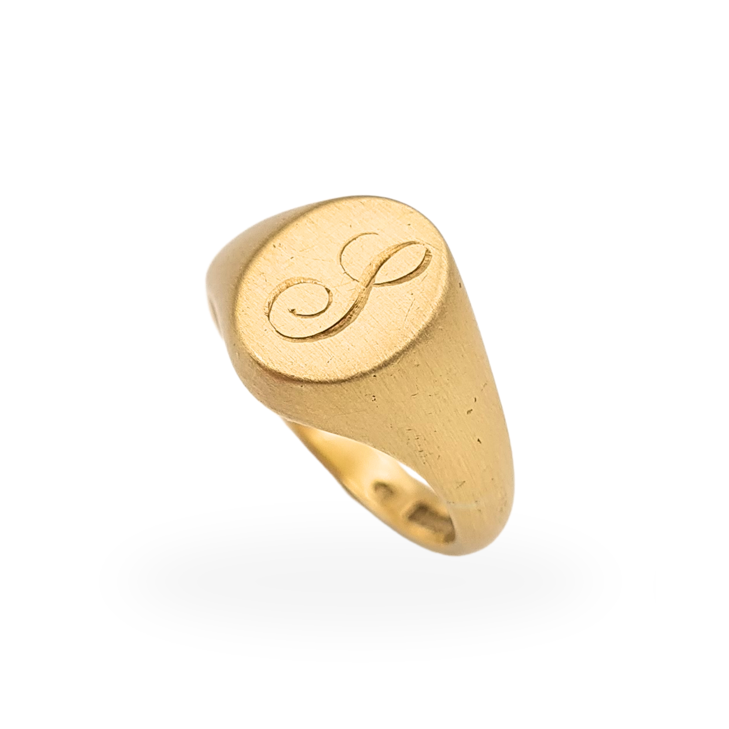 Chunky 9ct Gold Engraved "S" Signet Ring Hallmarked Birmingham  UK J    US 4 3/4