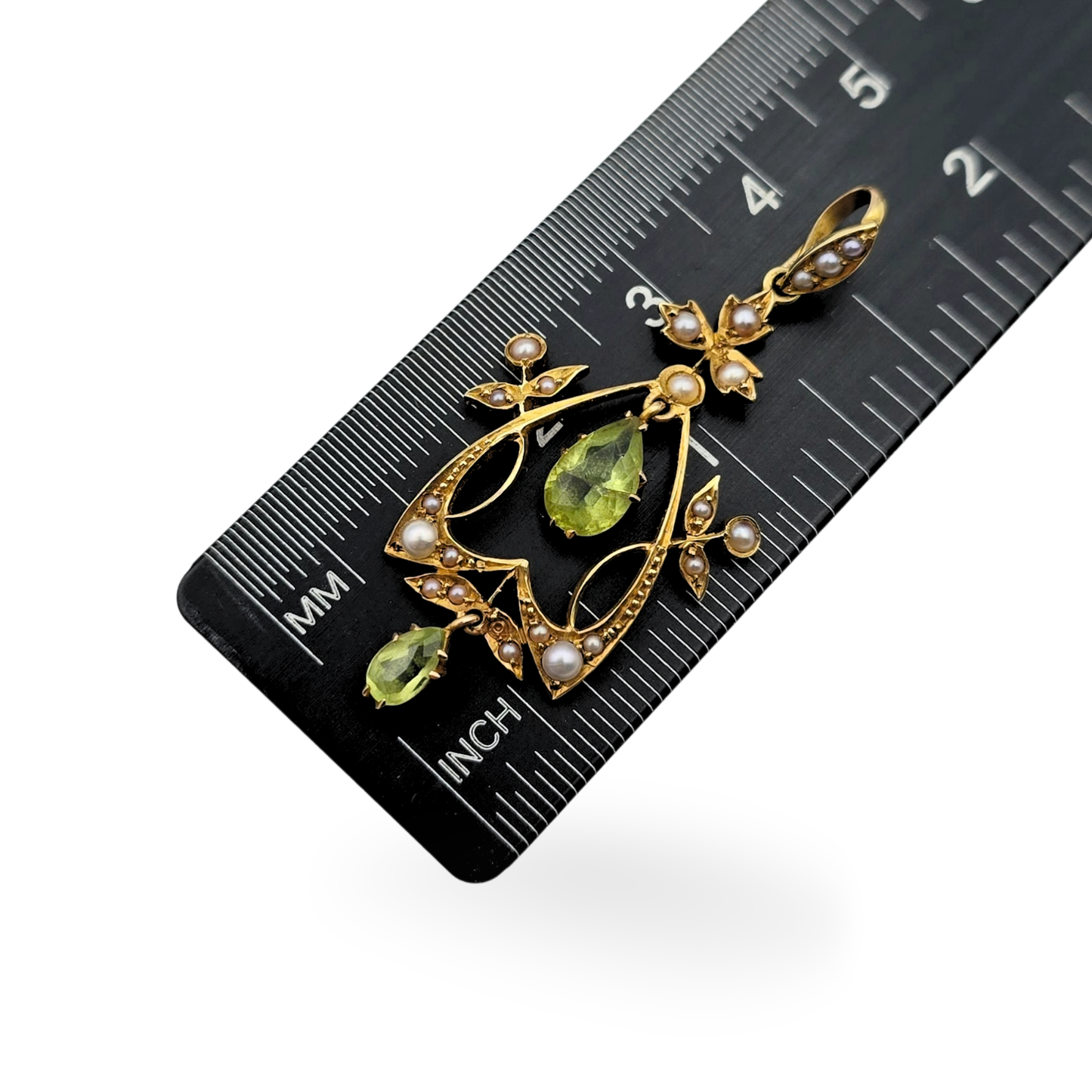 15ct Gold Victorian Peridot Seed Pearl Pendant, Antique With Flaws