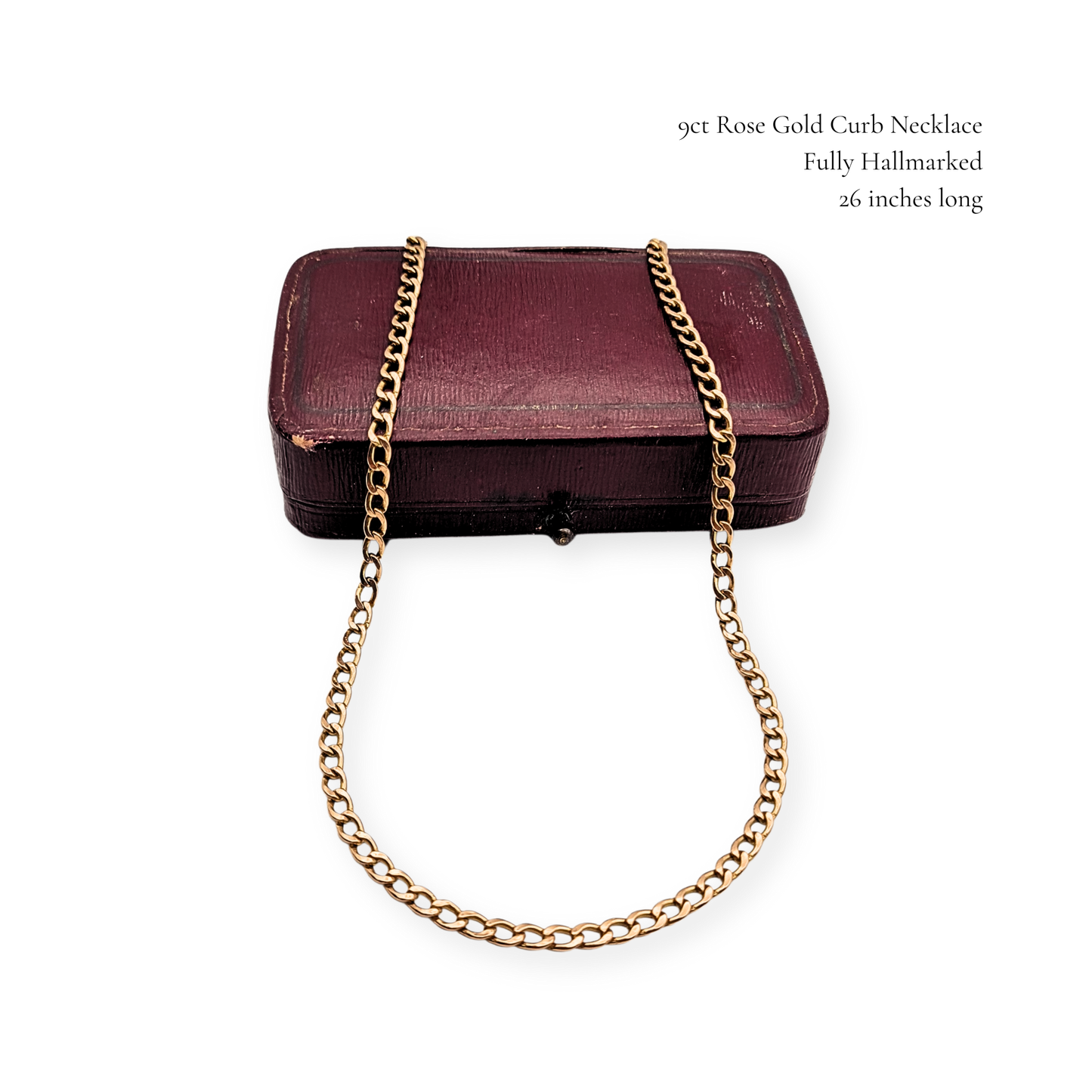 26 "Long 9ct Rose Gold Curb Chain Necklace With Lobster Clasp