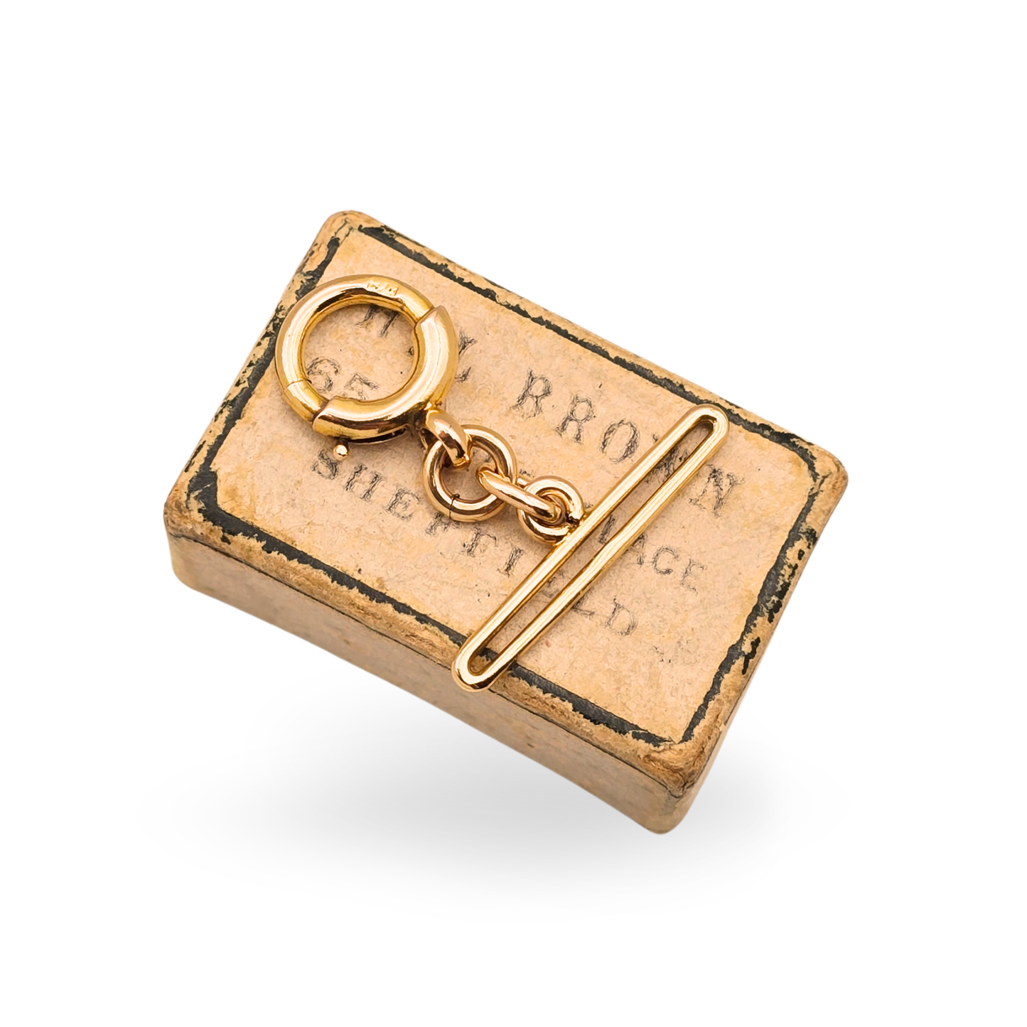 9ct Gold Bolt Ring & T Bar, 19mm Bar, 9mm Clasp, Stamped 9ct