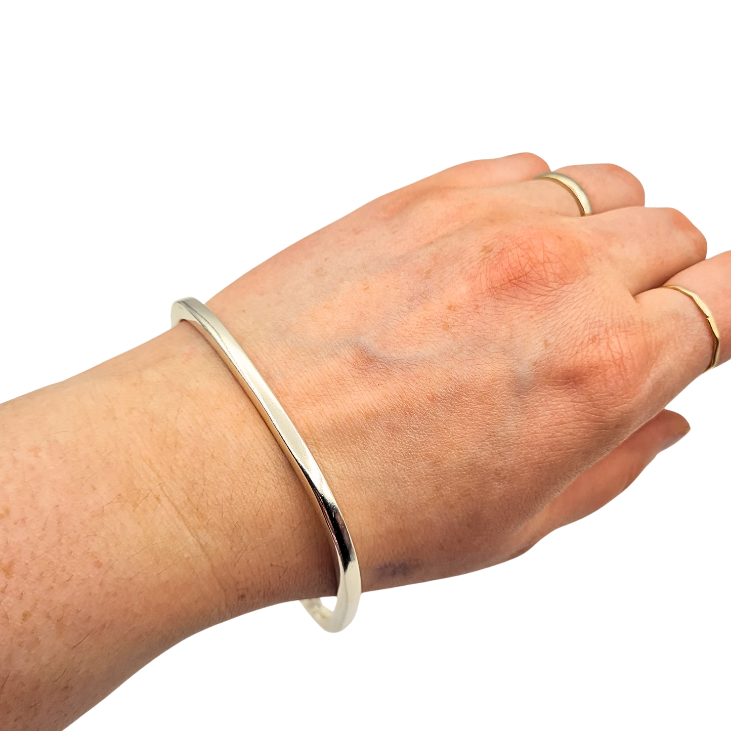 Heavy Solid 925 Sterling Silver Square Bangle 7.5" 19.5cm