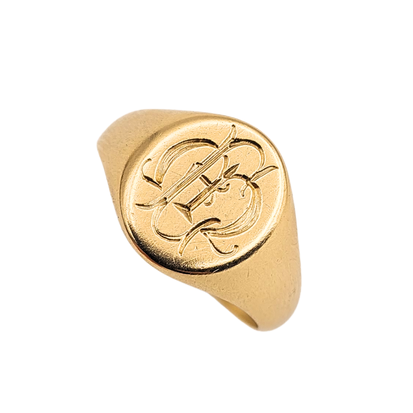 Solid 9ct Gold Signet Ring Birmingham 1969 Engraved Initial UK I¼ US 4.5