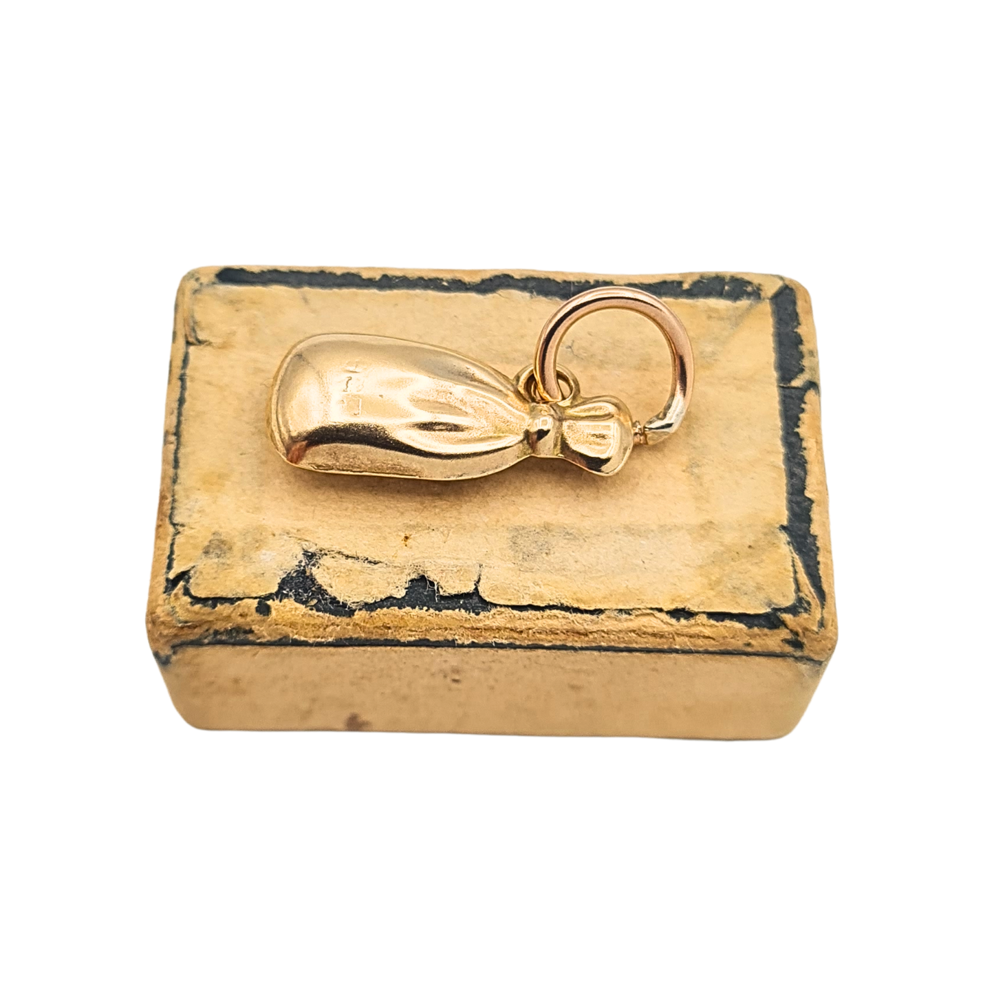 Small 9ct Yellow Gold Money Bag Charm Hollow Lucky Sack Pendant