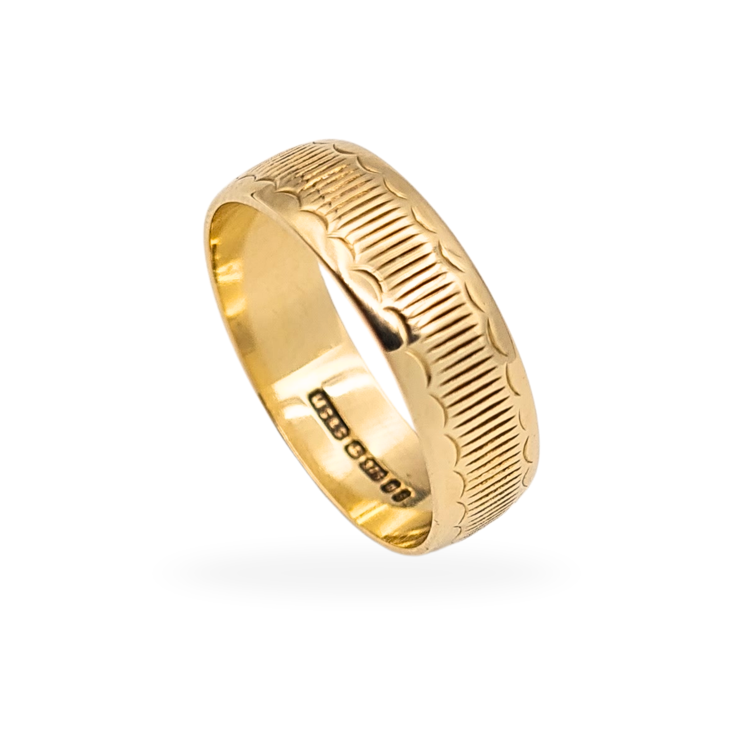 9ct Gold Patterned Ring - 1970's Patterned Retro Ring UK O  US 7 1/4