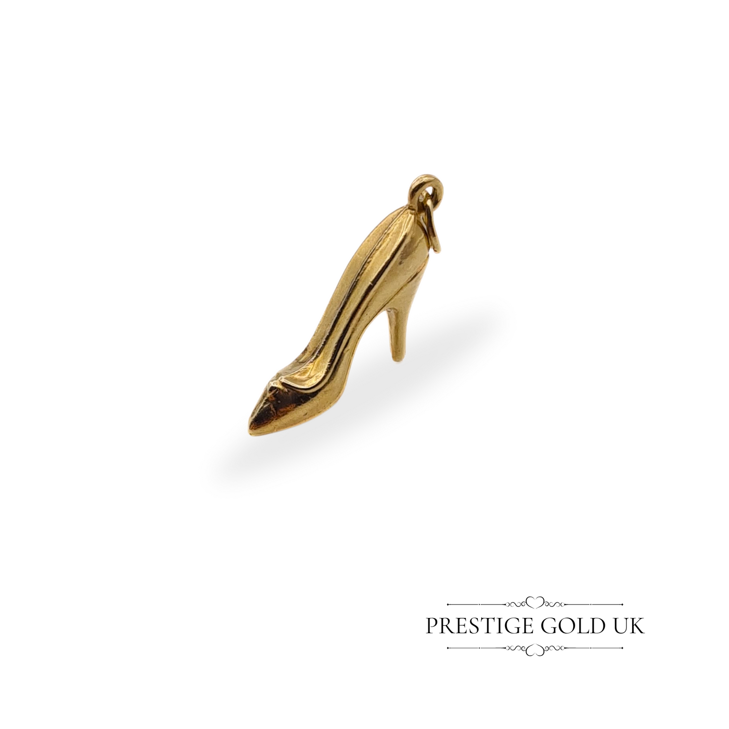 9ct Gold High Heel Shoe Charm, Miniature Ladies Stiletto Shoe Pendant