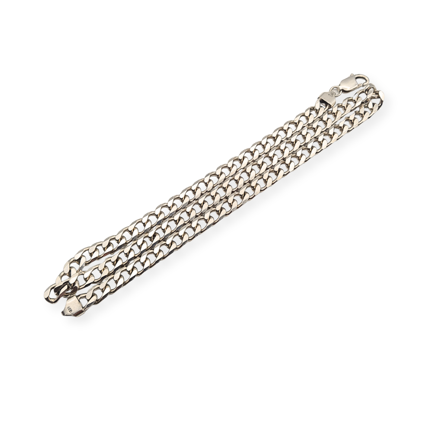20" Solid Sterling Silver Flat Curb Chain Necklace 51cm Vintage 925