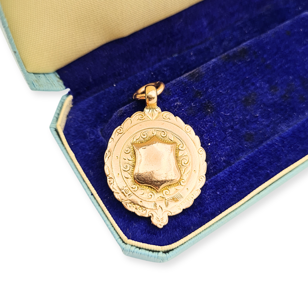 Antique 9ct Rose Gold Shield Fob Pendant Birmingham 1912 Hallmarked