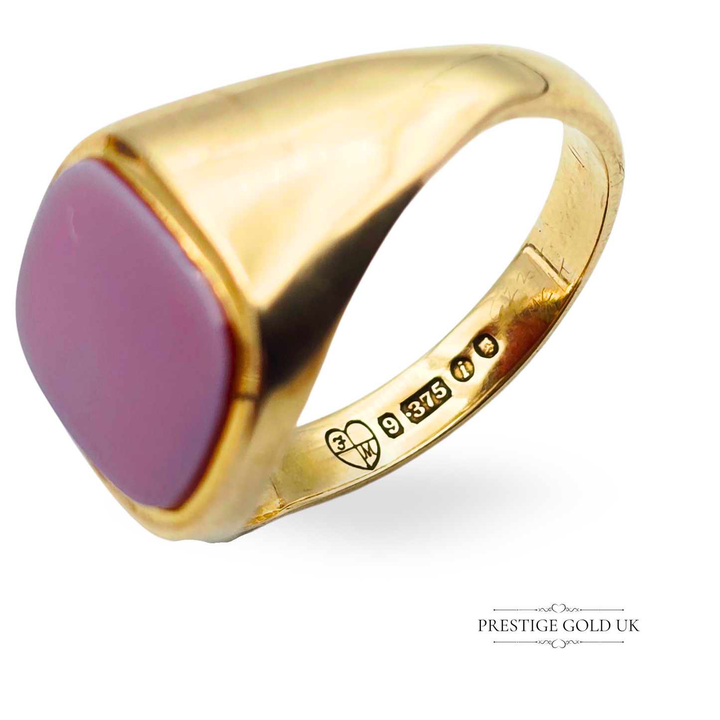 9ct Gold Blank Sardonyx Signet Ring, London 1964 Hallmarked, UK S 1/2,  US 9 1/4