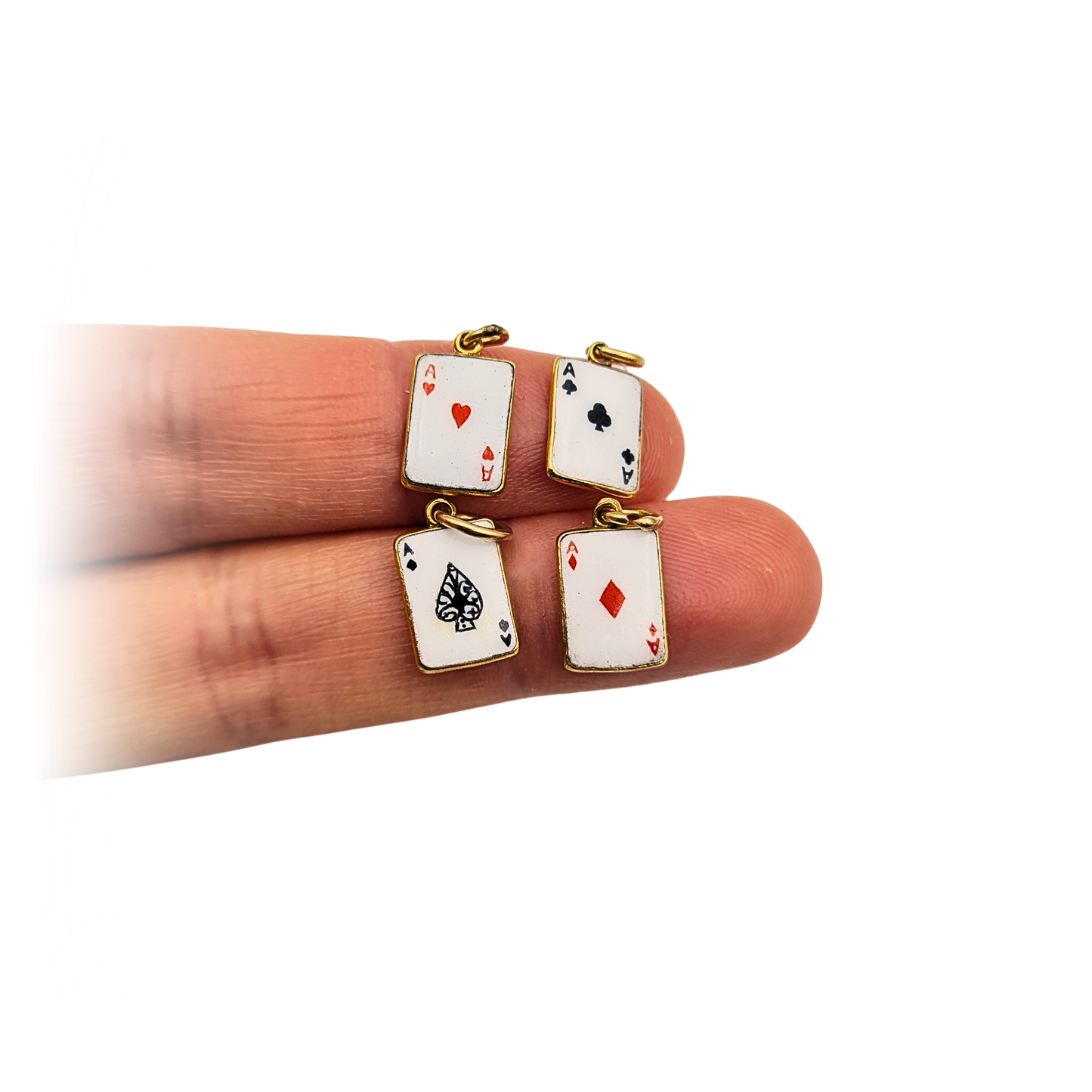 Rare 9ct Gold Individual Playing Card Charms, Set of Aces, 1987