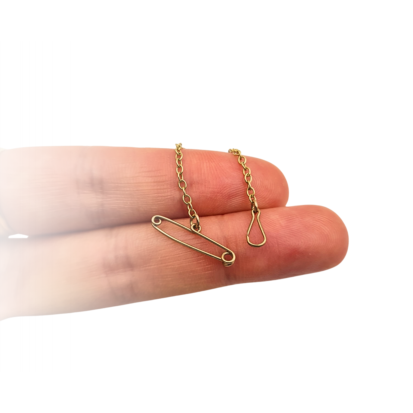 3” Long 9ct Gold Brooch Safety Chain Safety Pin Clip Chain 75mm