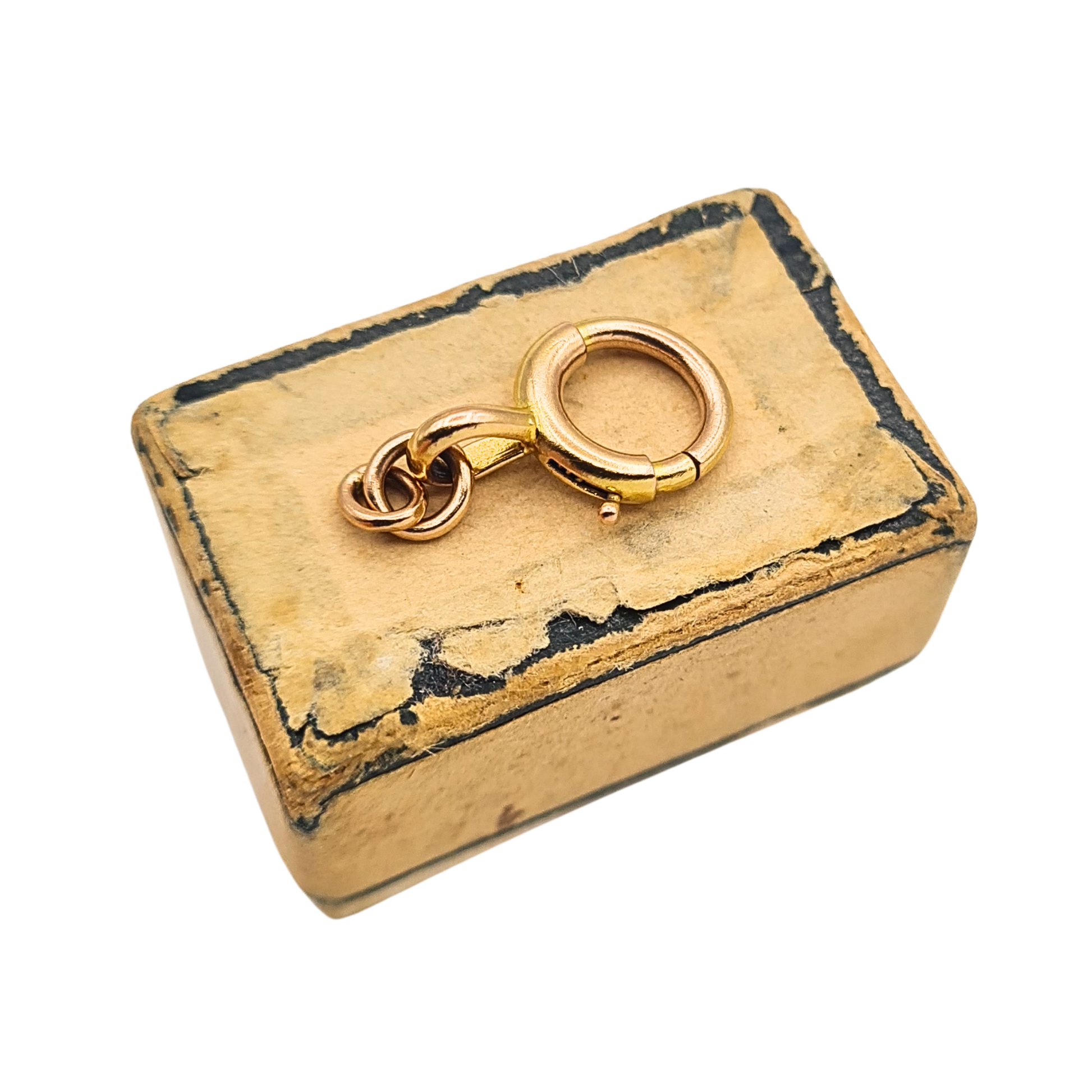 Vintage 9ct rose gold bolt ring clasp with attached jump rings stamped 9ct