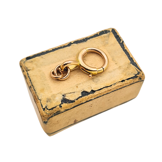 Vintage 9ct rose gold bolt ring clasp with attached jump rings stamped 9ct