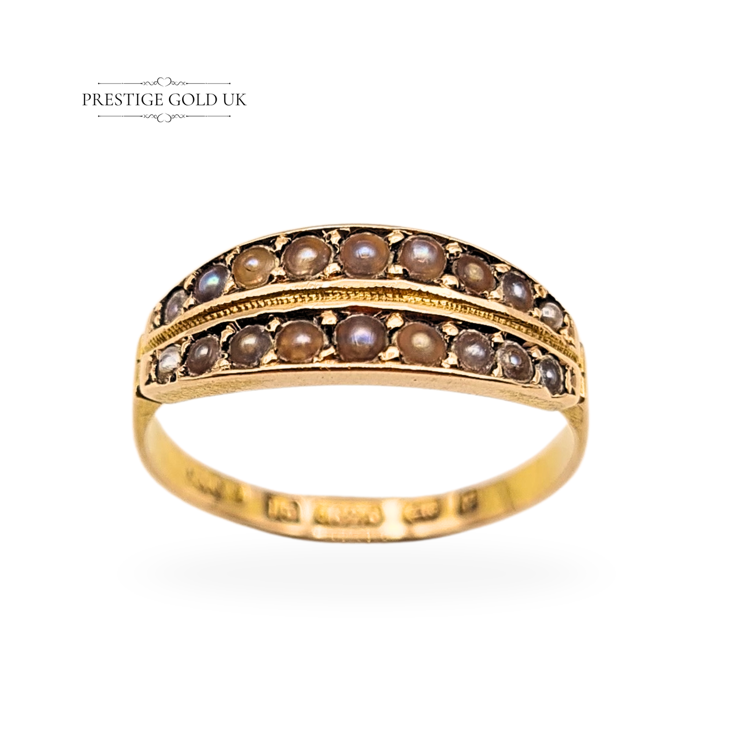 15ct Gold Victorian Pearl Ring, Oetzmann & Co, 1880, UK M / US 6.5