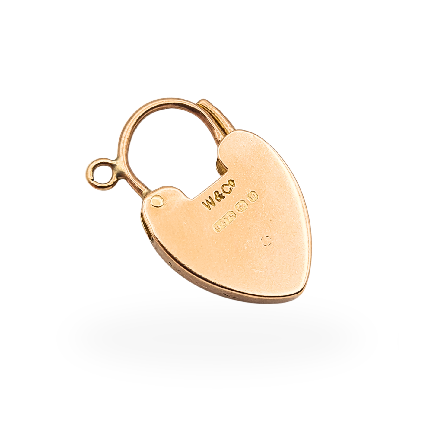 Antique dated 1896 Rose Gold Heart Padlock Clasp W&Co Birmingham 9ct