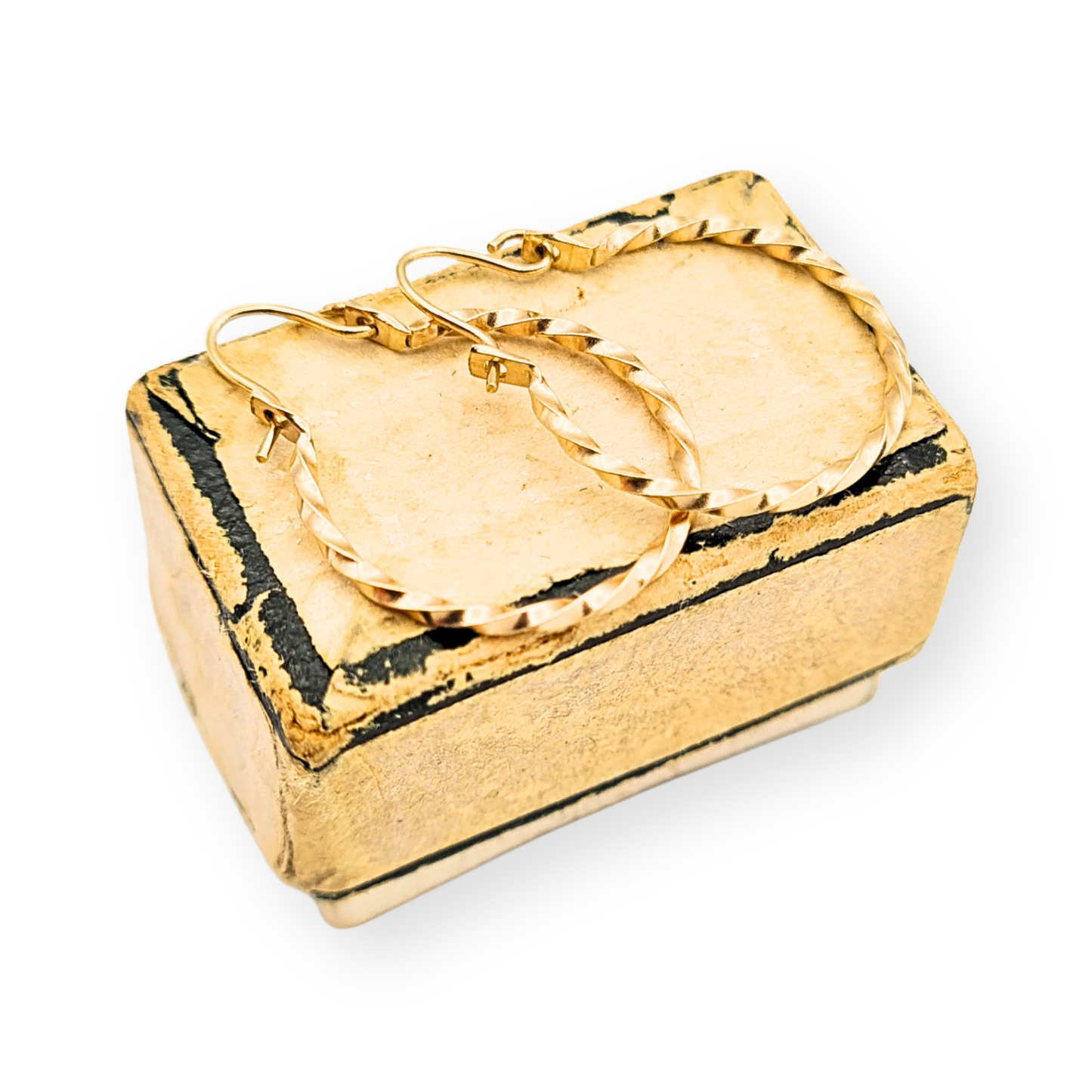 9ct Gold Twist Hoop Earrings 16mm, Lightweight