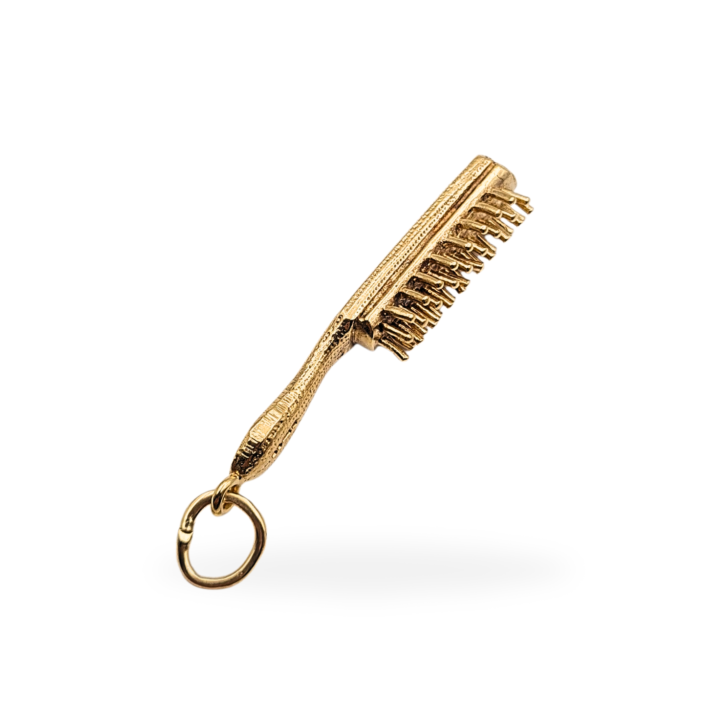 Large 9ct Gold Hair Brush Charm 6.5g London 1977 Hallmarked