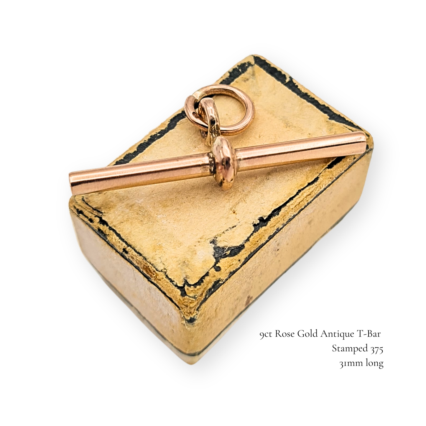9ct Rose Gold Albert T-Bar, 31mm