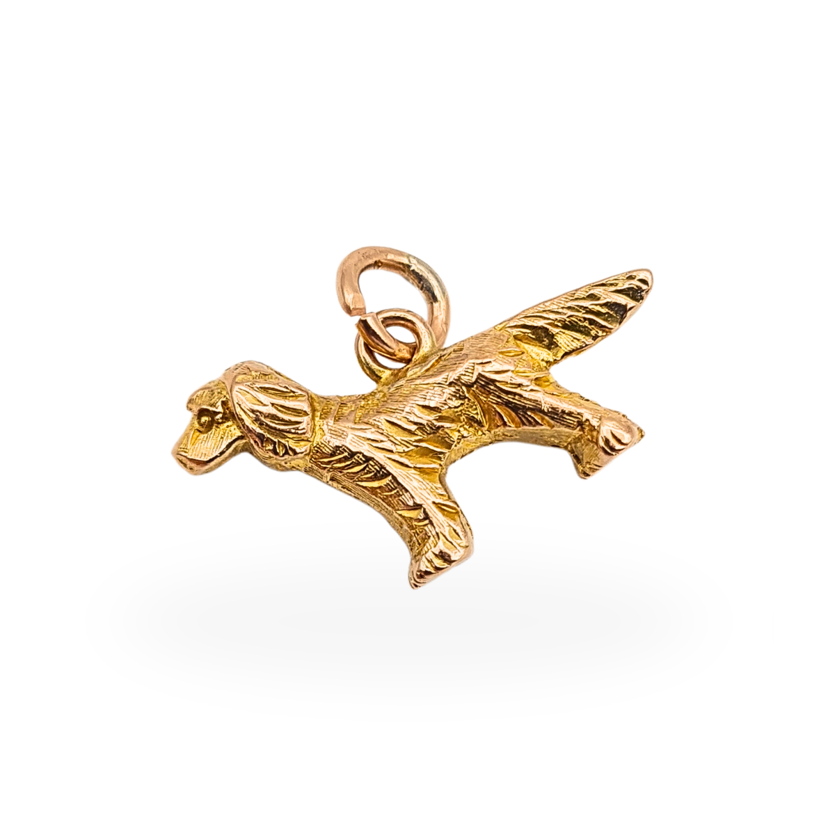 9ct Gold Red Setter Dog Charm Solid Hand Engraved Pendant