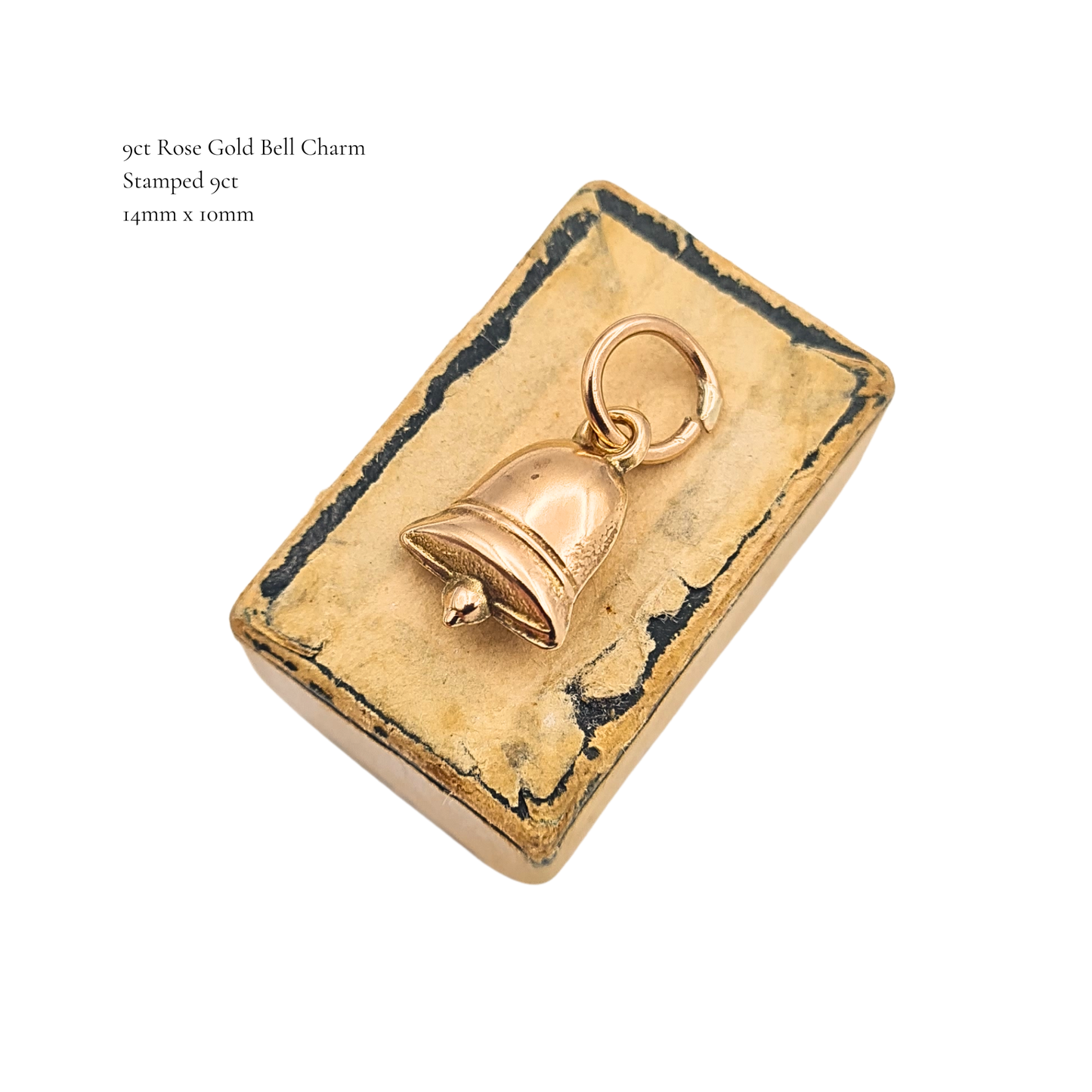 Tiny 9ct Rose Gold Tiny Bell Charm Hollow Pendant Stamped 9ct