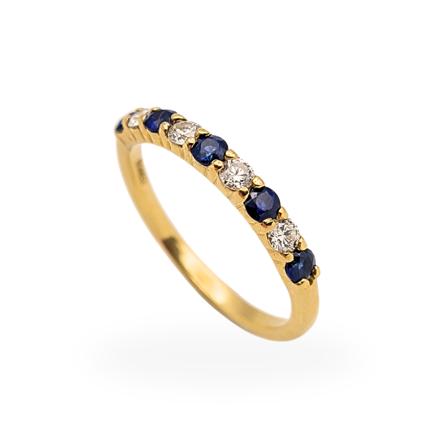 Quality 18ct Gold Sapphire Diamond Eternity Ring 1974 Hallmarked UK N US 6.75