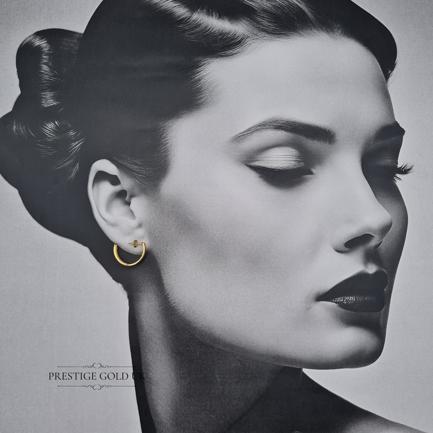 9ct Gold Half Hoop Herringbone Earrings, Chevron Pattern Butterfly Backs