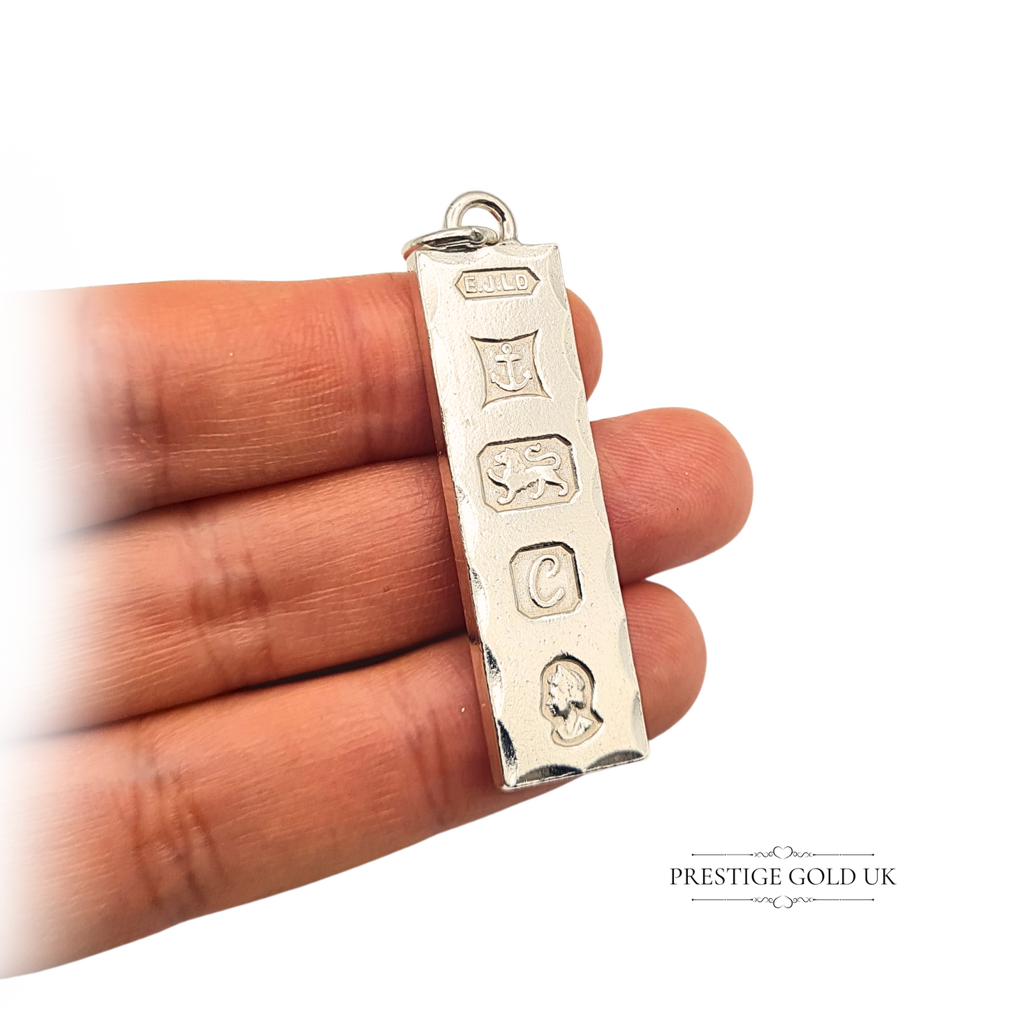925 Silver Ingot Pendant 14g Hallmarked  Birmingham 1977 Faceted Edge