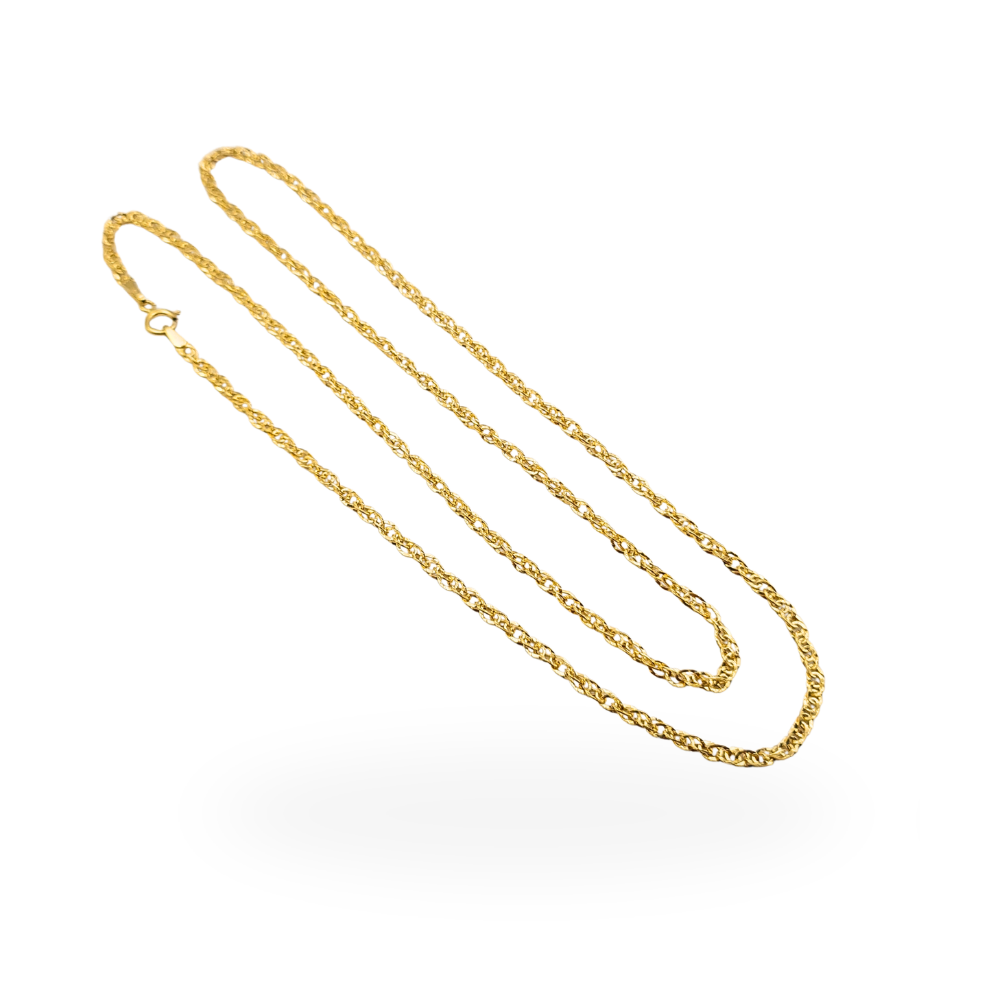 20" 9ct Gold Singapore Fancy Link Necklace 2mm Hallmarked Bolt Ring