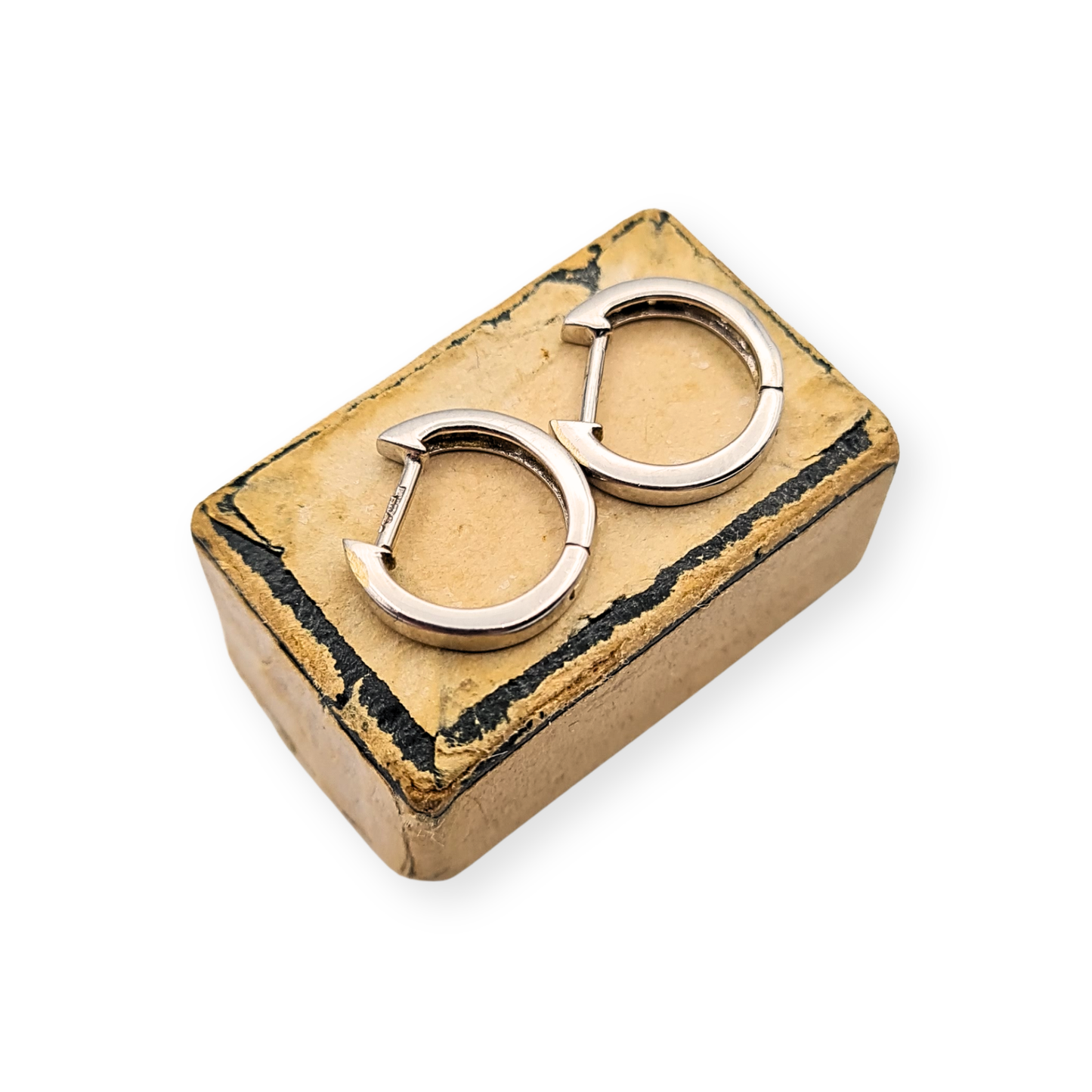 Tiny 9ct White Gold Diamond Huggie Hoop Earrings Fully Hallmarked