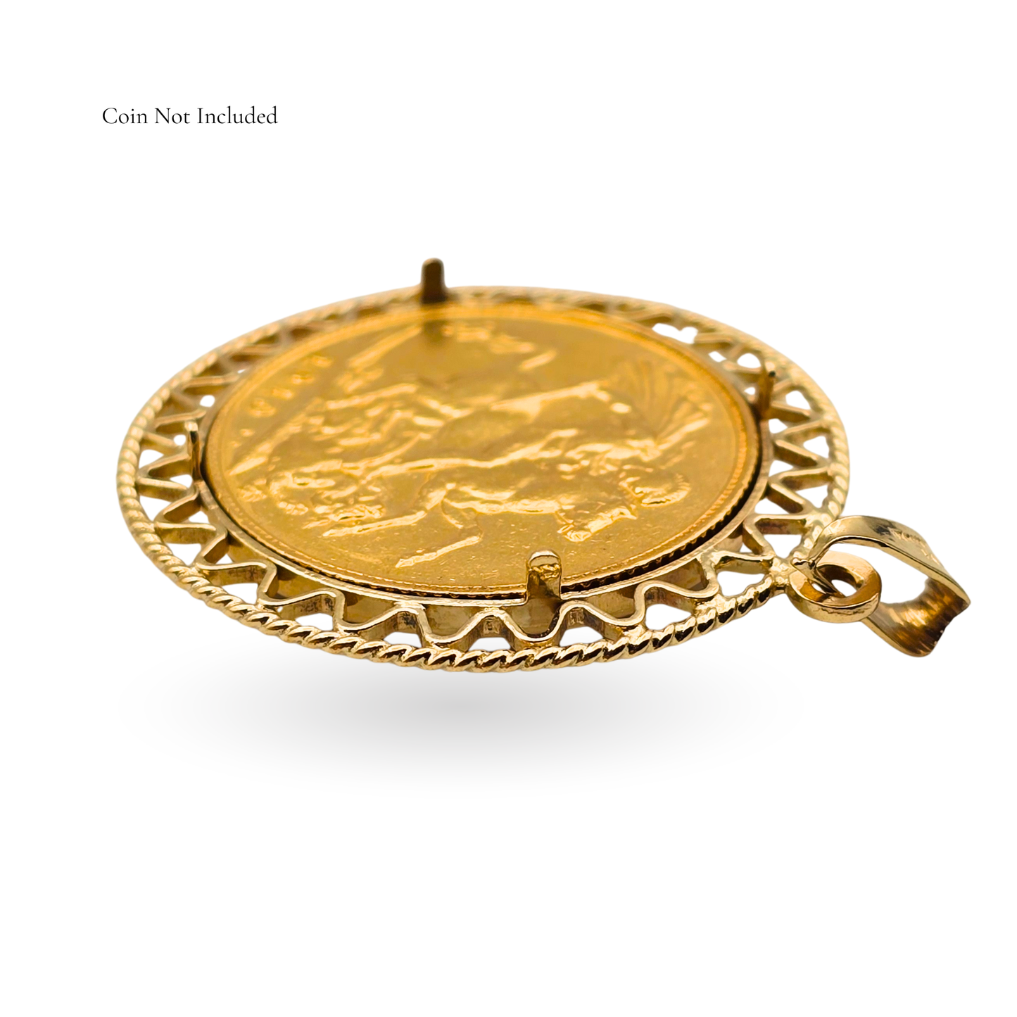 9ct Gold Full Sovereign Coin Mount - Ornate Gold Sovereign Coin Bezel